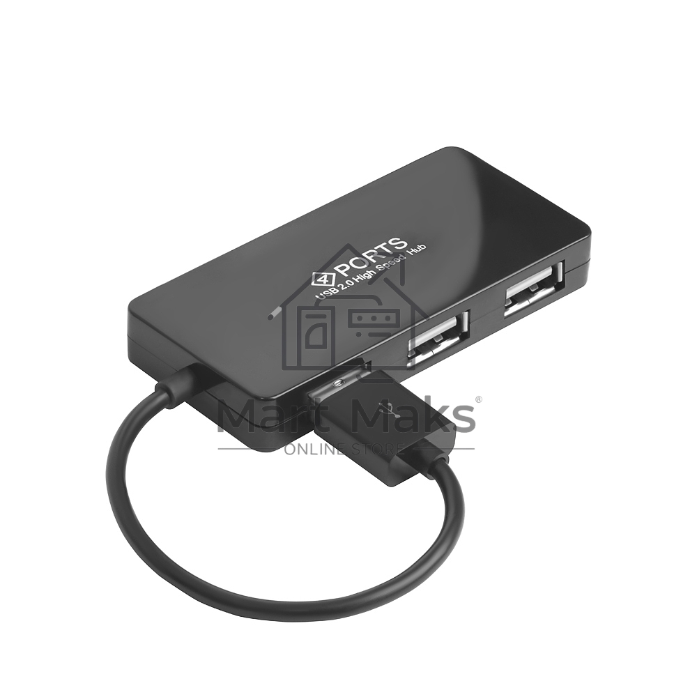 Хаб Greenconnect USB 2.0 GCR-UH244B на 4 порта 0,15m, black (GCR-UH244B)