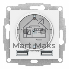 Розетка 16А с 2 USB A+A, 5В/2,4А, 2х5В/1,2А, механизм ATN000130 Schneider Electric белый