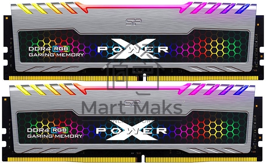 Оперативная память Silicon Power Xpower Turbine, DDR4, 16GB (2x8 GB), 3600 MHz, CL18, DIMM, радиатор, RGB, серый, черный