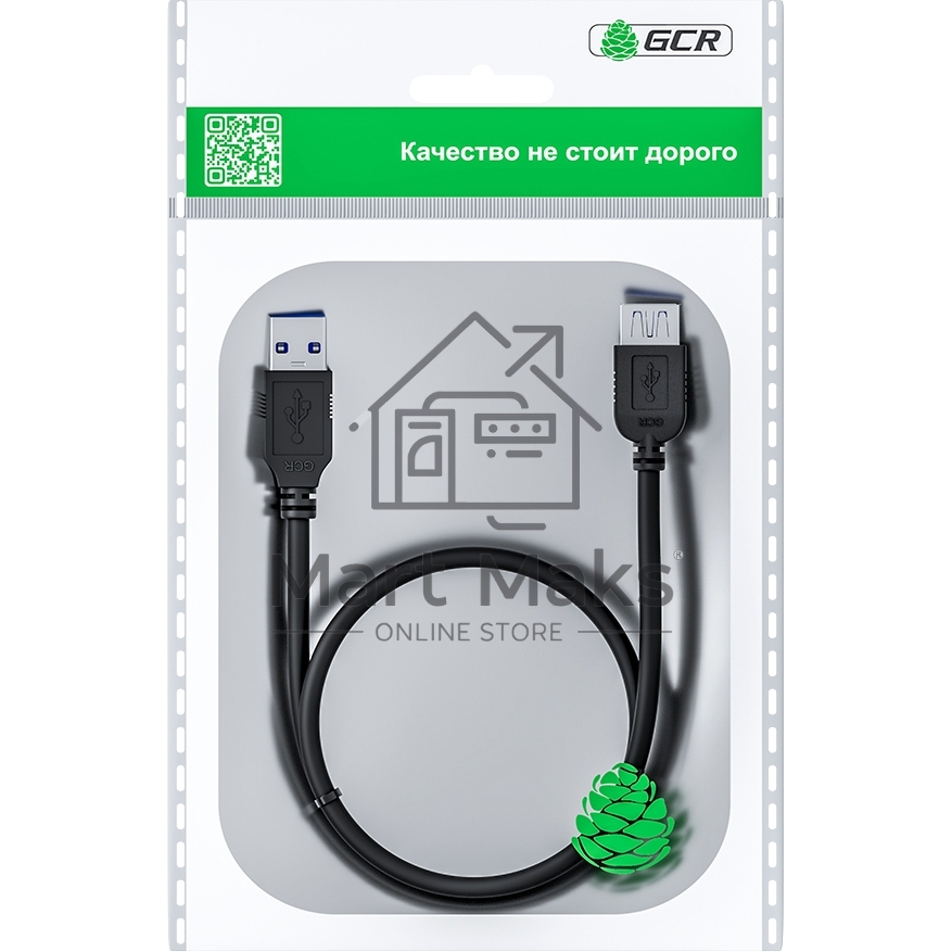 Удлинитель GCR 3.0m USB 3.0, AM/AF, черный, GCR-52702