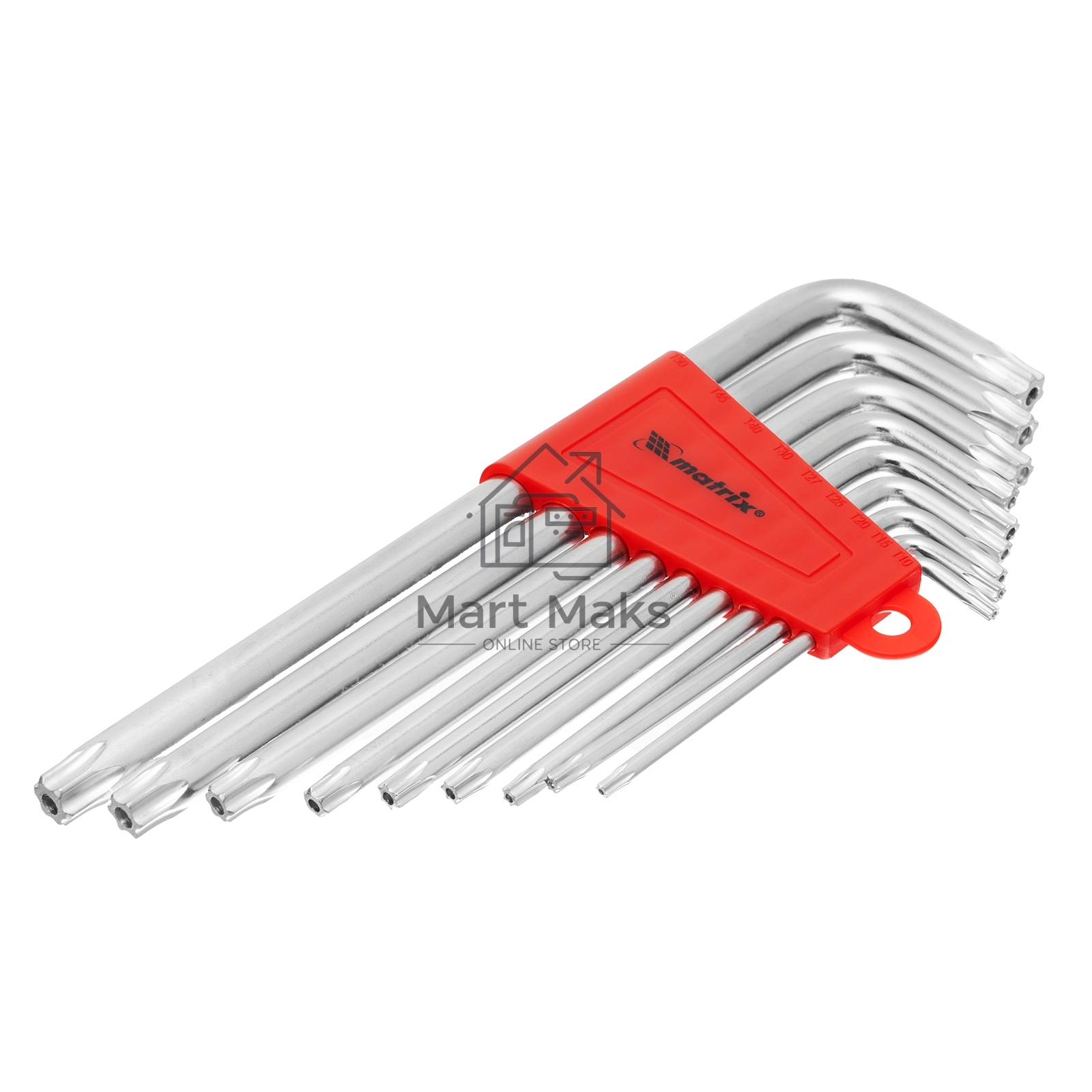 Набор ключей MATRIX имбусовых TORX, 9 шт: T10-T50, CrV, удлиненные, сатин. MATRIX 12306