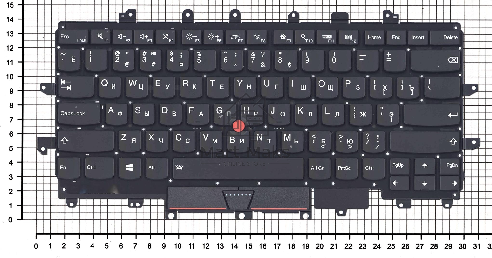 Клавиатура для ноутбука Lenovo ThinkPad X1 Carbon Gen 4 2016 черная без рамки с подсветкой