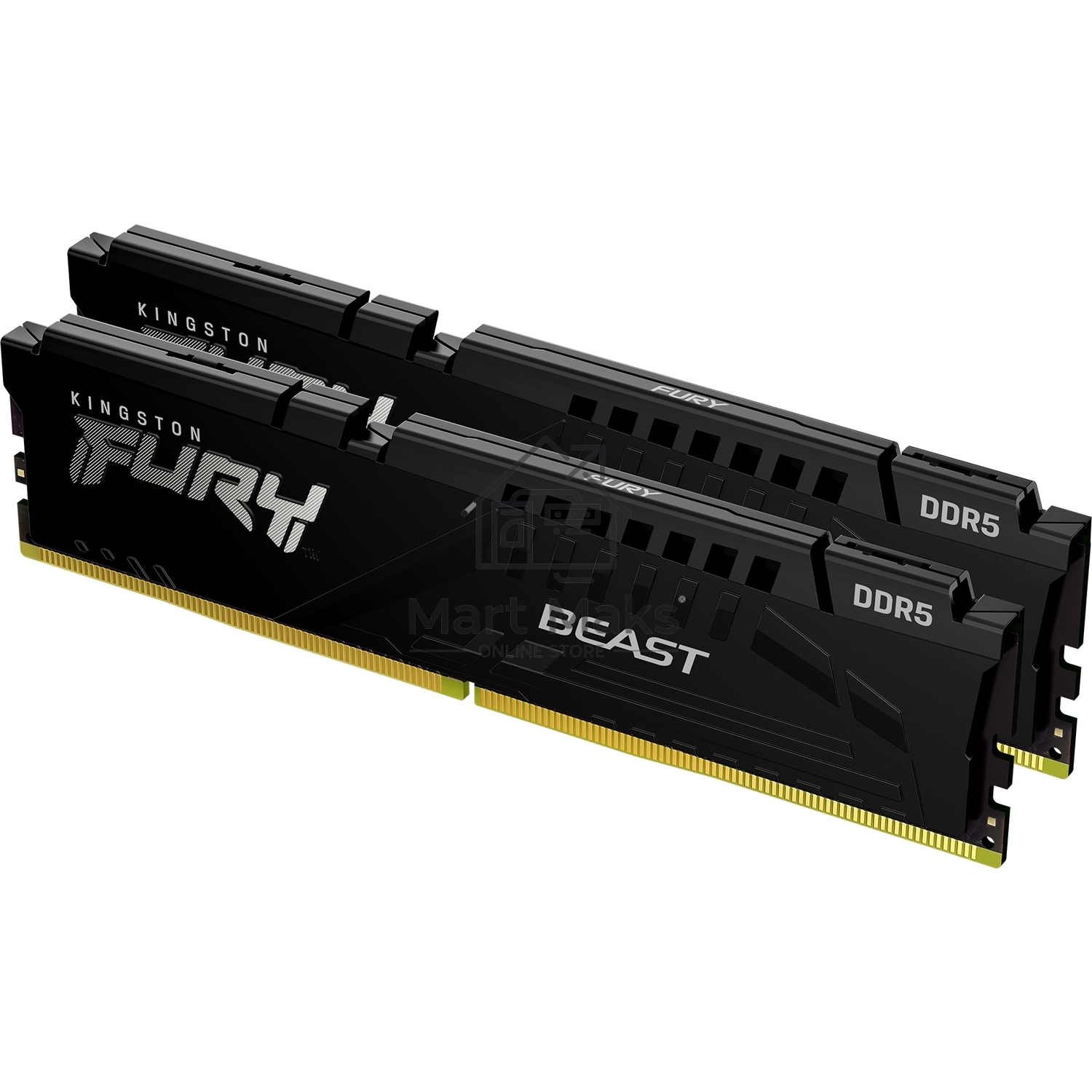 Оперативная память Kingston Fury Beast, DDR5, 32GB (2x16GB), 6000MHz, CL30, DIMM, с радиатором, черный