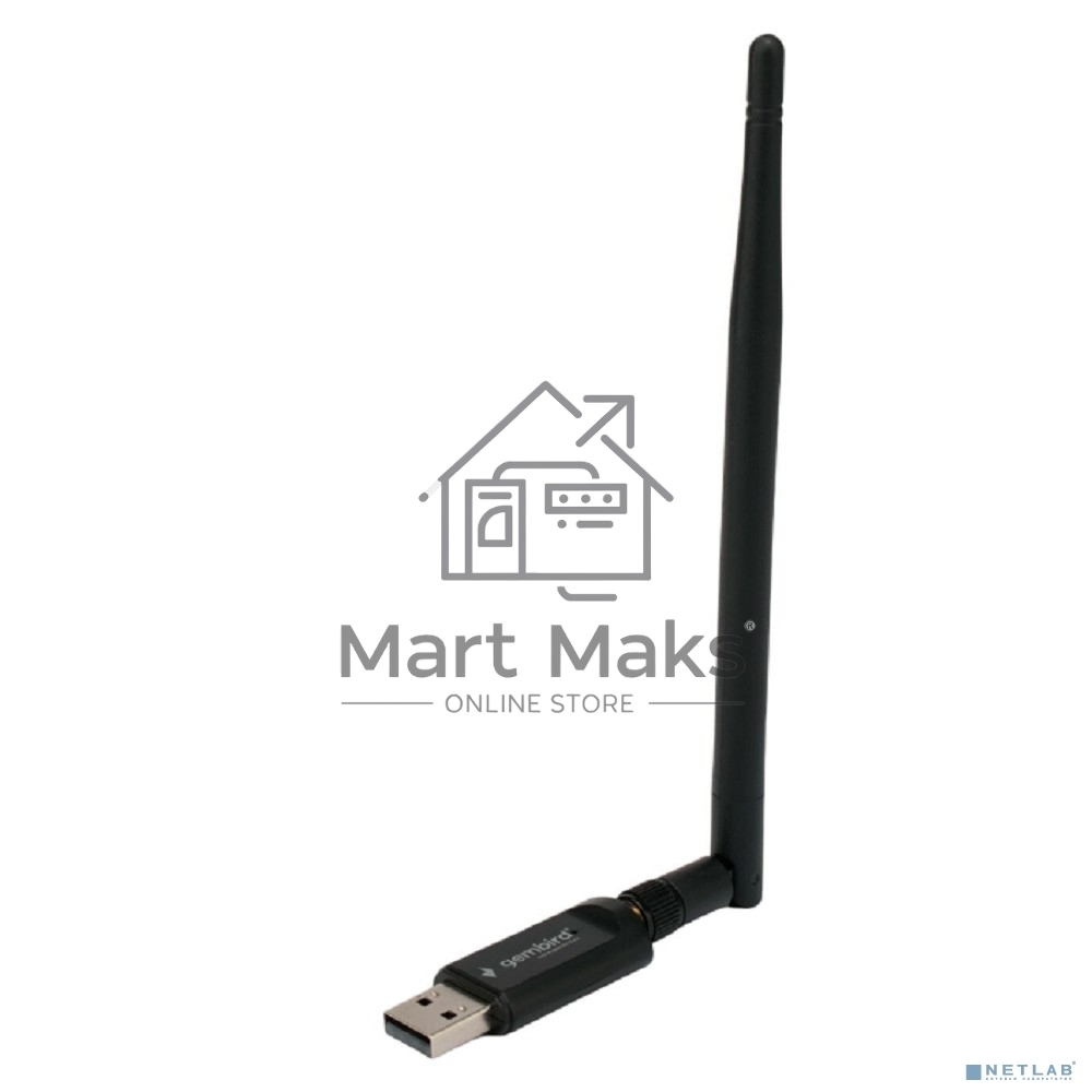 Сетевой адаптер WiFi+Bluetooth Gembird WNP-UA-019, двухдиапазонный с антенной, 600Мбит, USB, 802.11b/a/g/n/a
