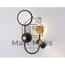 Настенный светодиодный светильник со сменной лампой Ambrella light FL51602/3 BK/GD черный/золото 11W 4200K+GU10 424*275*100