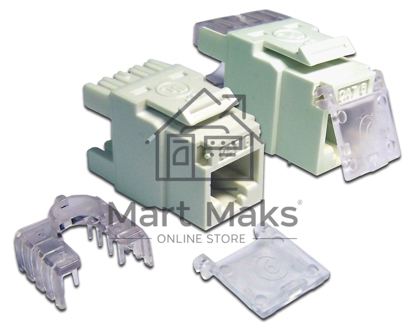 Модуль Keystone, RJ45, кат.6, UTP, 180 градусов, со шторкой, белый