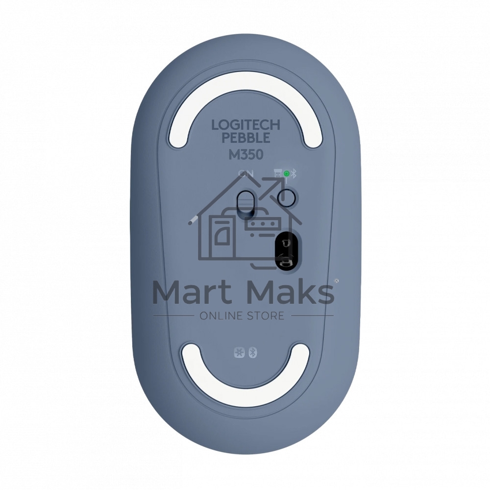 Мышь беспроводная Logitech Pebble M350 синий, 1000 dpi, радиоканал, Bluetooth, USB, кнопки - 3
