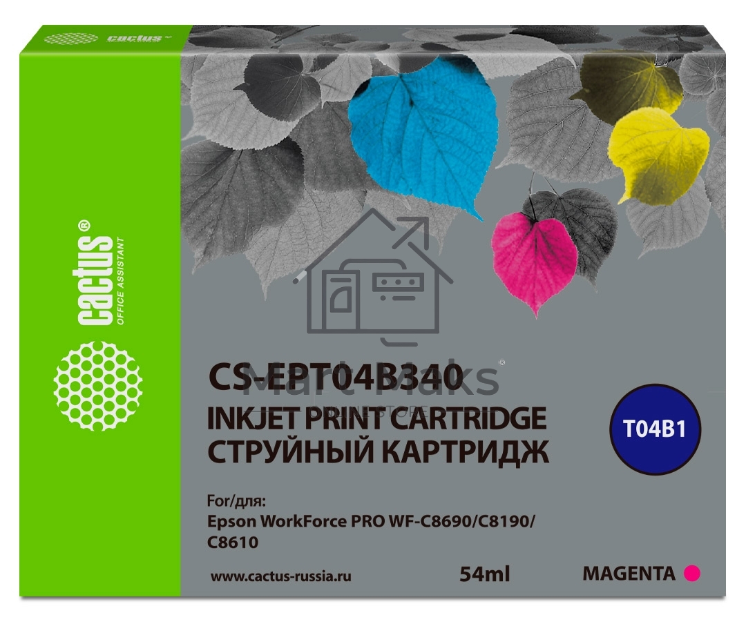Картридж струйный Cactus CS-EPT04B340 пурпурный (54 мл) для Epson WorkForce Pro WF-C8190, WF-C8690