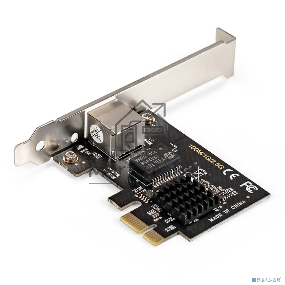 Сетевой адаптер ExeGate EXE-251 (PCI-E x1 v2.0, 1xRJ45, UTP 100Mbps/1000Mbps/2.5Gbps RTL8125B)