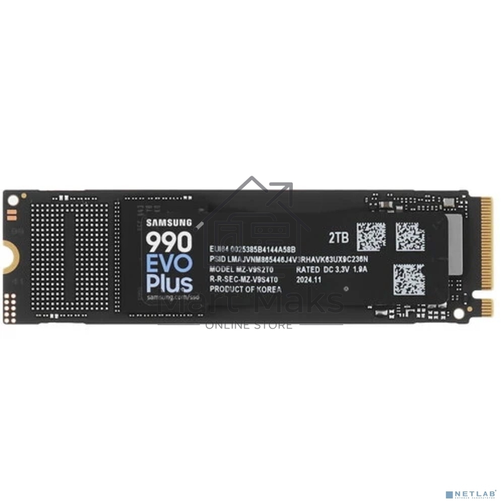 Накопитель SSD Samsung 990 EVO Plus, 2Tb, M.2 2280, PCIe 4.0 x4, NVMe, R/W 7250/6300