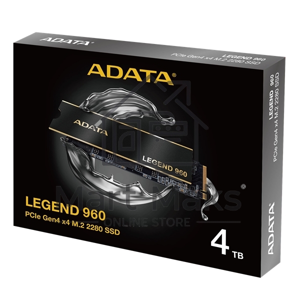Накопитель SSD ADATA LEGEND 960, 4Tb, PCIe 4.0 x4, M.2 2280, NVMe, R/W 7400/6800, с радиатором