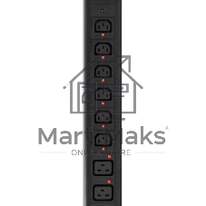 Блок распределения питания Powercom PDU-32AVMS24-18C3-6C9-3P верт.размещ. 18xC13 6xC19 с сетевым мониторингом 3x32A EN 60309 2м