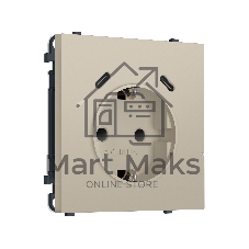 Комплект механизма электрической розетки SIGMA Кашемир 2USB С+C 20W (быст. зар.) с/з с/ш 16A-250V QUANT PRO (SP3505, PR165)