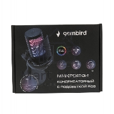 Микрофон конденсаторный Gembird M-01N, подсветка RGB, шумоподавление, настольный держатель, черный