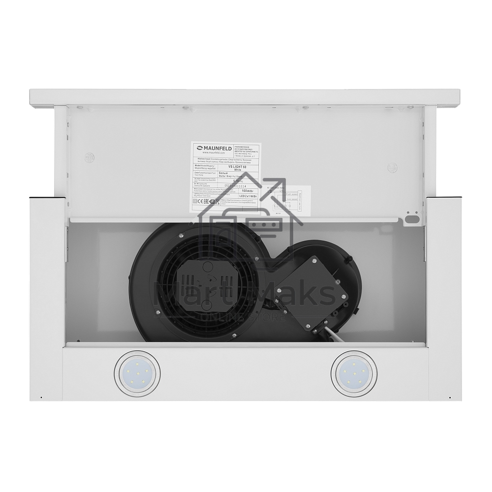 Вытяжка встраиваемая Maunfeld VS Light 50 белый, 50 см, 520 куб. м/ч, 56 дБ