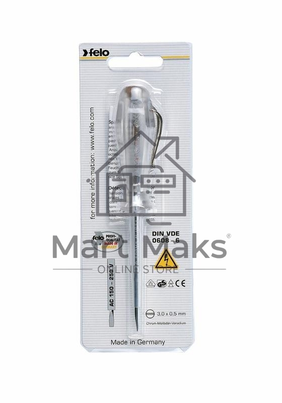 Отвертка тестер напряжения 3.0х0.8х70 Felo 36140001