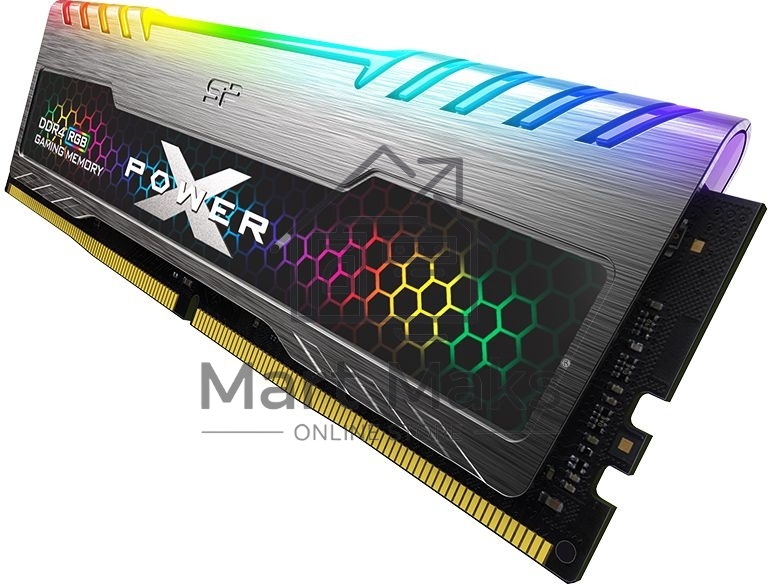 Оперативная память Silicon Power Xpower Turbine, DDR4, 16GB (2x8 GB), 3600 MHz, CL18, DIMM, радиатор, RGB, серый, черный