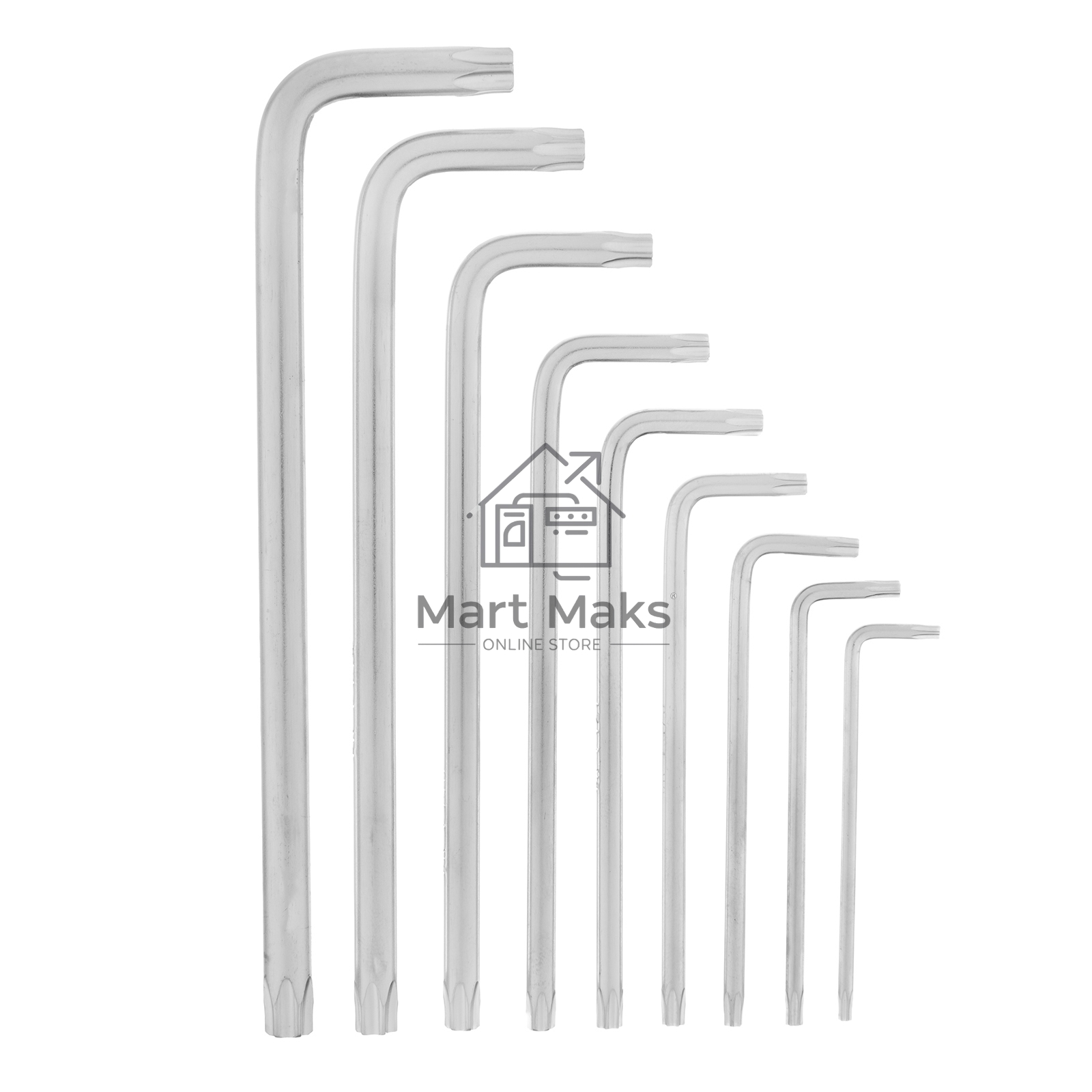 Набор ключей MATRIX имбусовых TORX, 9 шт: T10-T50, CrV, удлиненные, сатин. MATRIX 12306