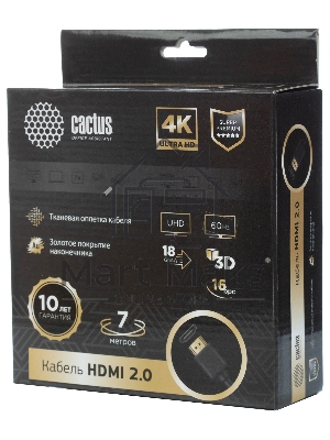 Кабель аудио-видео Cactus CS-HDMI.2-7 HDMI (m)/HDMI (m) 7м. Позолоченные контакты черный