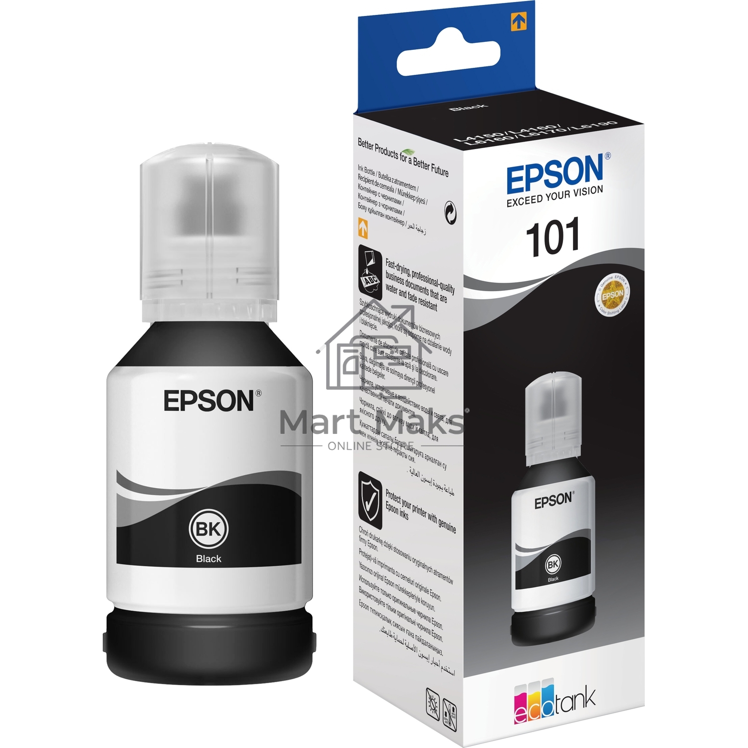 Картридж струйный Epson L101 C13T03V14A черный (127мл) для Epson L4150/L4160/L6160/L6170/L6190