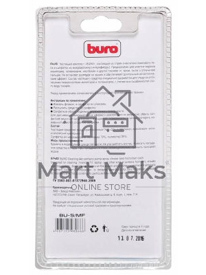 Чистящий набор (салфетки + гель) Buro BU-S/MF (салфетка и спрей) для экранов и оптики блистер 100мл