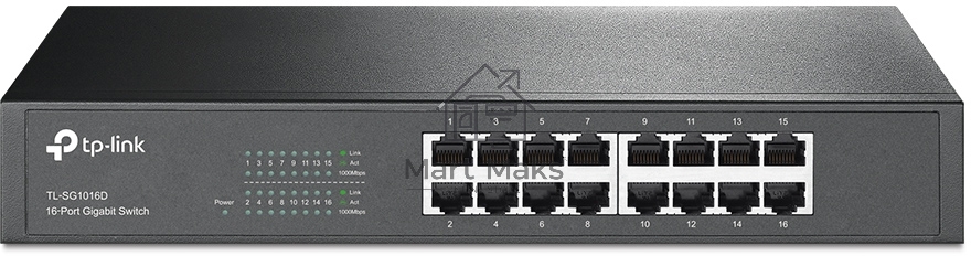 Коммутатор TP-Link SMB TL-SG1016D неуправляемый настольный/19U 16x10/100/1000BASE-T