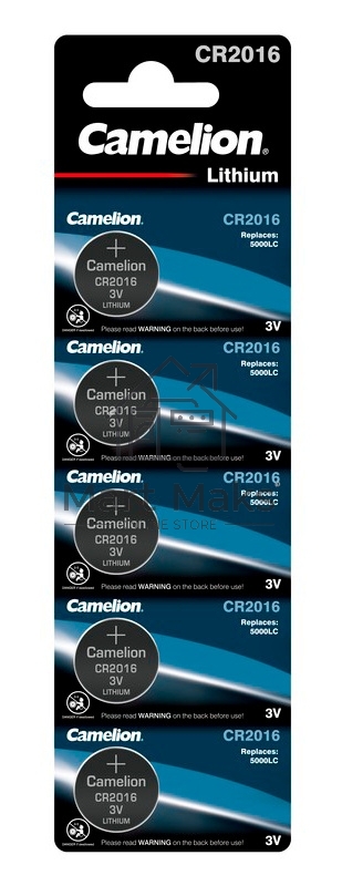 Элемент питания литиевый Camelion CR CR2016 BL-5 (блист.5шт)