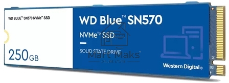 Накопитель SSD WD Blue SN570 WDS250G3B0C, 250Gb, PCIe 3.0 x4, M.2 2280, NVMe, R/W 3300/1200