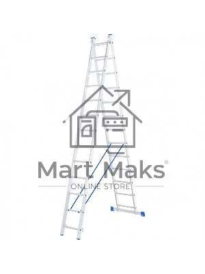 Лестница, 2 х 13 ступеней, алюминиевая, двухсекционная, Россия Сибртех