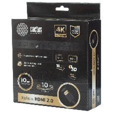 Кабель аудио-видео Cactus CS-HDMI.2-10 HDMI (m)/HDMI (m) 10м. позолоченные контакты черный
