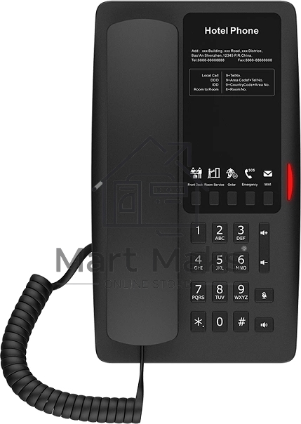 Гостиничный IP-телефон Fanvil H4W WIFI Hotel Phone 2 SIP Lines 1 USB Port for phone charging 5 Soft keys programmable service hotline 2.4GHz&5GHz,Wi-Fi 6 PoE HD Voice PSU