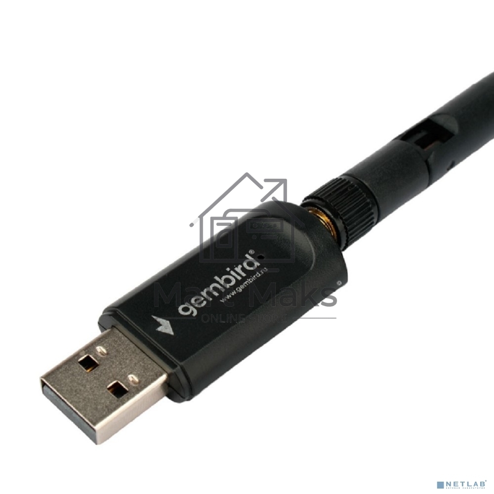 Сетевой адаптер WiFi+Bluetooth Gembird WNP-UA-019, двухдиапазонный с антенной, 600Мбит, USB, 802.11b/a/g/n/a