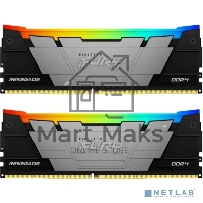 Оперативная память Kingston Fury Renegade, DDR4, 64Gb (2x32GB), 3200MHz, CL16, DIMM, радиатор, RGB, серебристый/черный