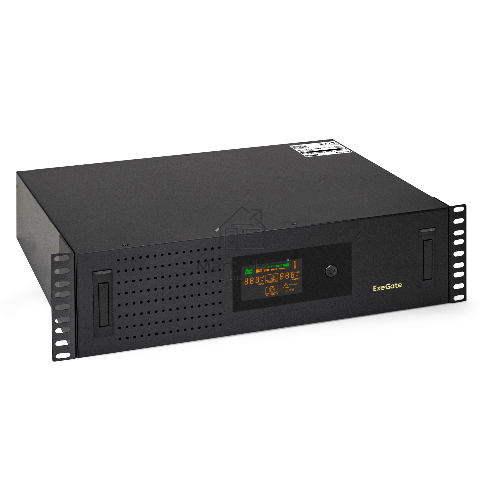 Источник бесперебойного питания ExeGate ServerRM UNL-3000.LCD.AVR.2SH.3C13.USB.3U 3000VA/1800W, Color LCD, AVR, 2*Schuko+3*C13, USB, 3U, установка в стойку, черный