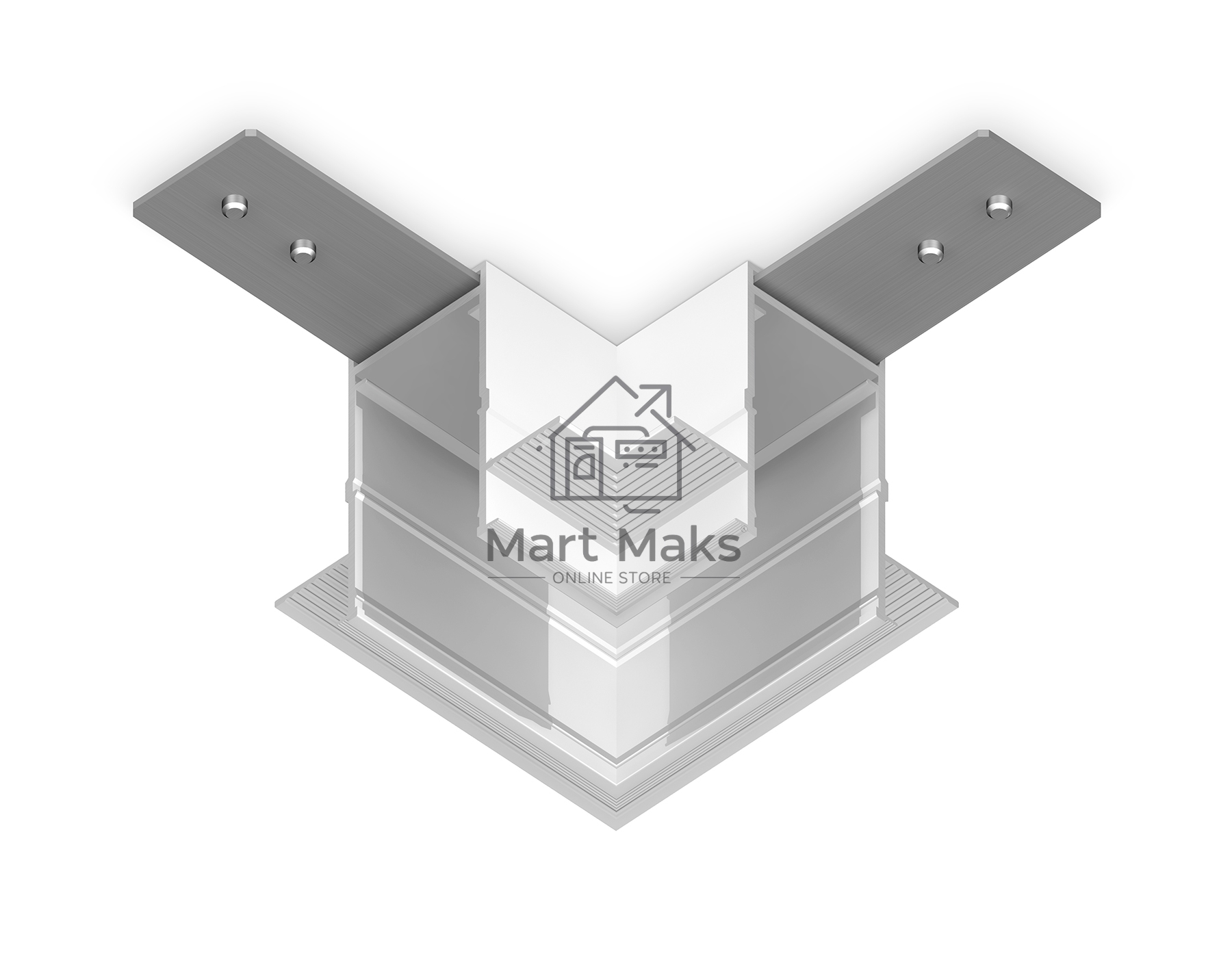GL1039 WH белый коннектор угловой для встраиваемого магнитного шинопровода Magnetic 220V 80*80*47