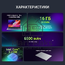 Ноутбук Digma Chronos Core 5 210H 16Gb SSD512Gb Intel Graphics 16