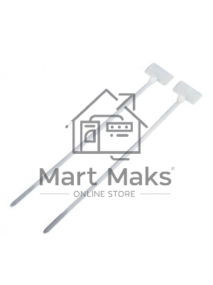 Стяжка пластиковая нейлоновая с площадкой для маркировки 3,6х205мм, белая, 100шт