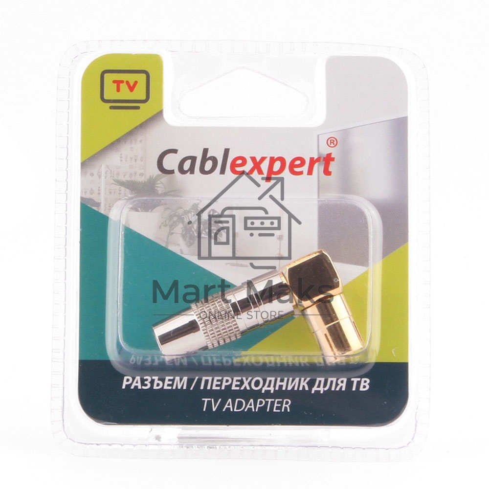 Разъем Cablexpert TVPL-08,TV (мама) позолоченный, латунь OD8.5, 90 градусов, блистер