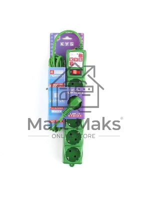 Фильтр-удл. Power Cube PC 3м 5р, зел. 10А/2,2кВт