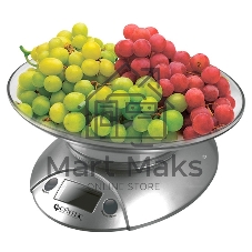 Весы кухонные Centek CT-2451 электронные, чаша, пластик, 5кг серебро/черный