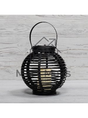 Декоративный фонарь Neon-night на солнечной батарее 20х20х22 см, черный плетеный корпус, теплый белый цвет свечения