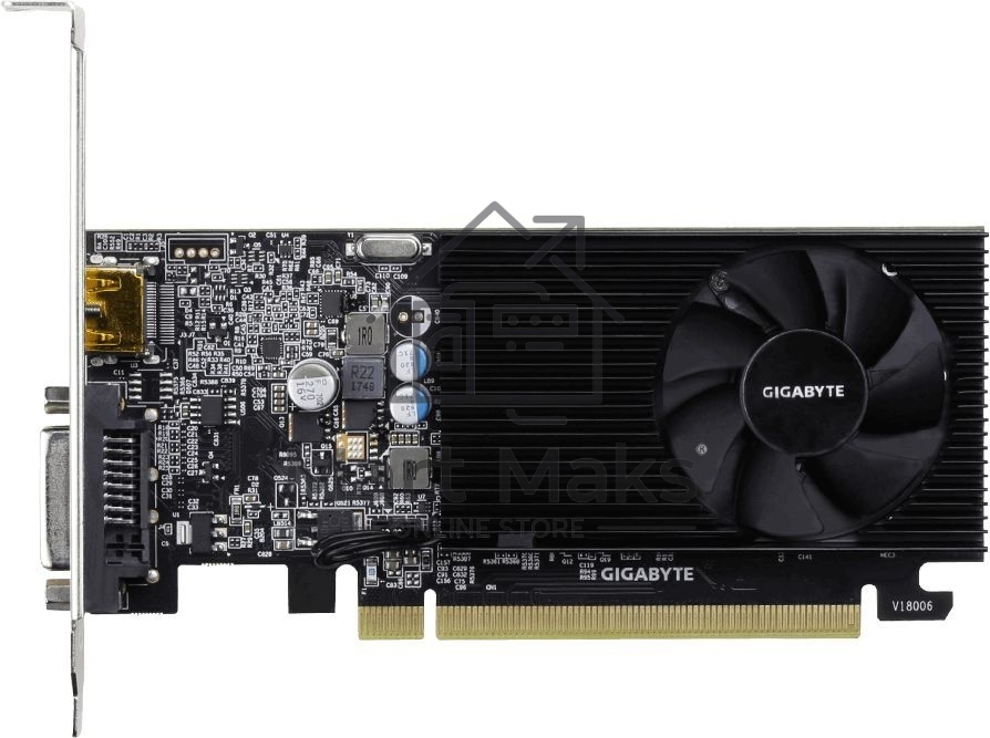 Видеокарта Gigabyte GV-N1030D4-2GL NVidia GeForce GT 1030, 2Gb DDR4/64-bit, PCI-Ex16 3.0, DVI-Dx1, HDMI2.0bx1, LP, 2-slot cooler, Retail