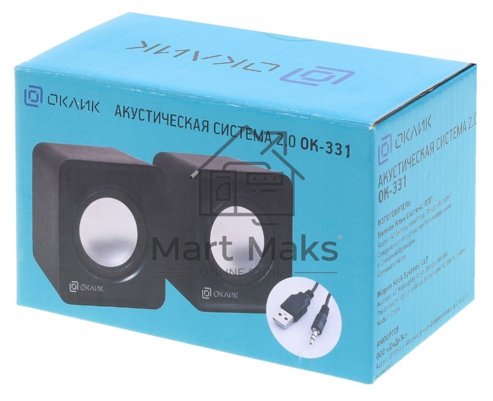 Колонки Oklick OK-331 2.0 черный 6Вт