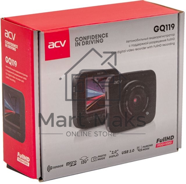 Видеорегистратор ACV GQ119 черный 1080x1920 1080p 120гр. GP2247