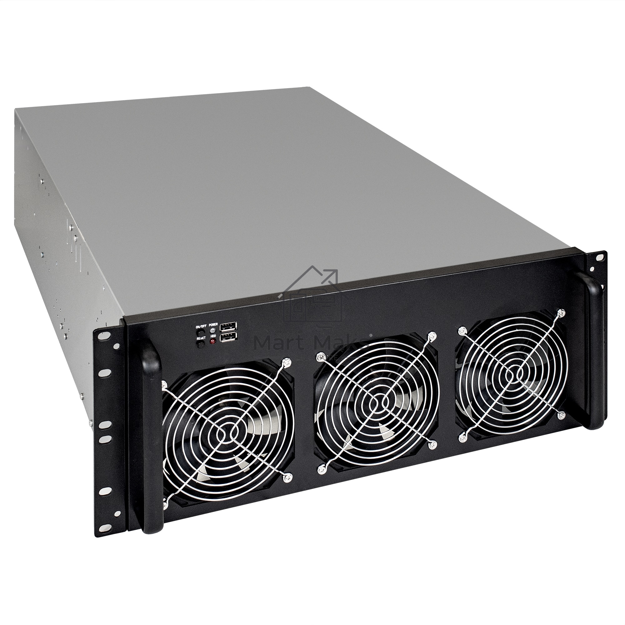 Корпус для майнинга ExeGate EX288960RUS Pro 8-650 без БП, 2*USB, 6*fan 120мм, места под: 8 видеокарт, 1 БП