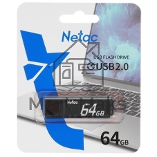 Флешка USB Netac U351 (NT03U351N-064G-20BK), 64Gb, USB 2.0, R/W 25/10, черный