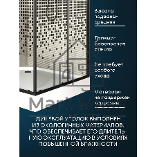 Душевой уголок BAU Stil квадратный с поддоном 80x80х195, прозрачное закаленное стекло с черным рисун