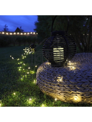 Декоративный фонарь Neon-night на солнечной батарее 20х20х22 см, черный плетеный корпус, теплый белый цвет свечения
