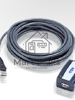 Кабель удлинитель активный(с усилителем) USB 2.0 AM/AF 5m, ATEN UE250-AT, 4 pin, опрессованный, серый