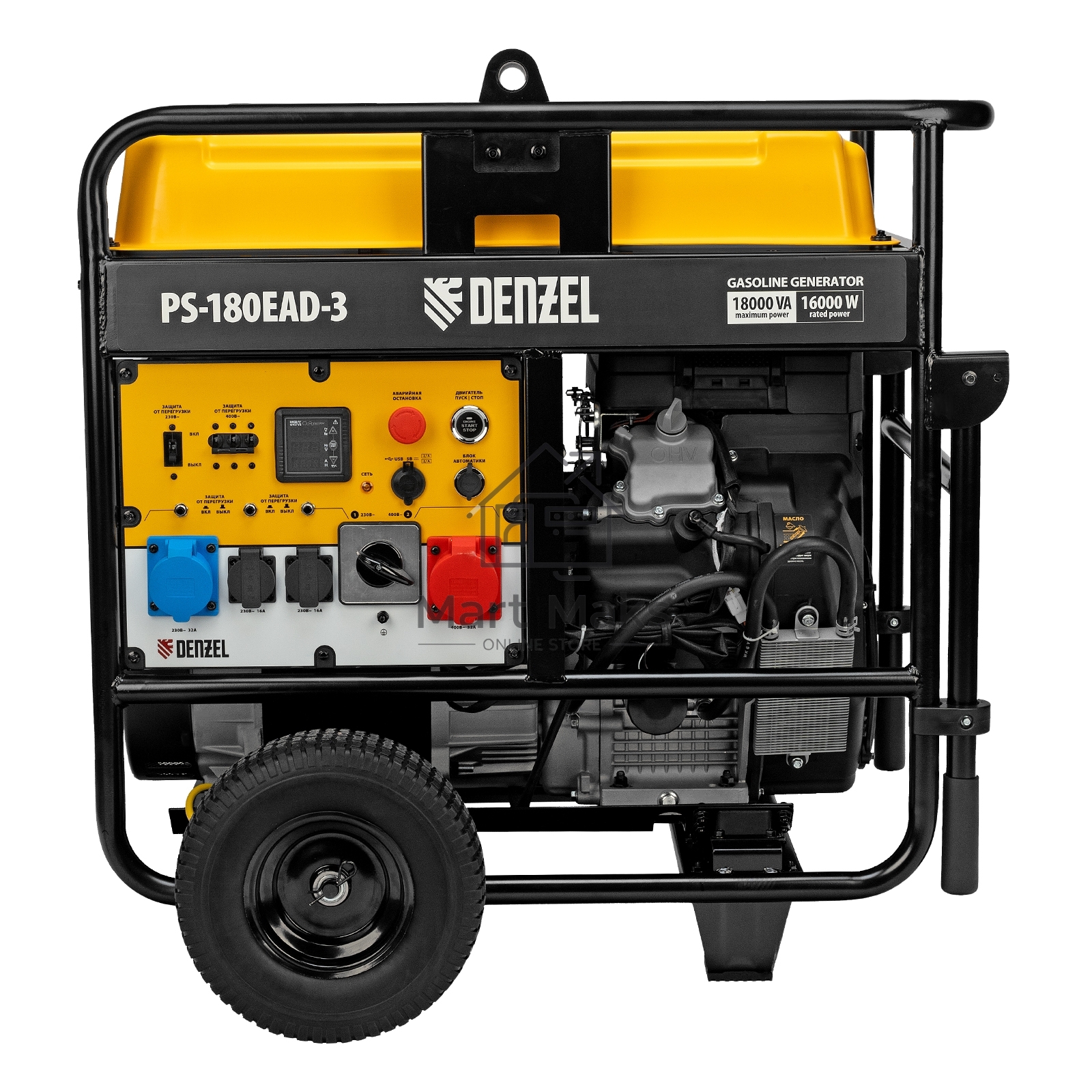 Электрогенератор бензиновый Denzel PS-180EAD-3, 18 кВт, 110 дБ, 265 кг